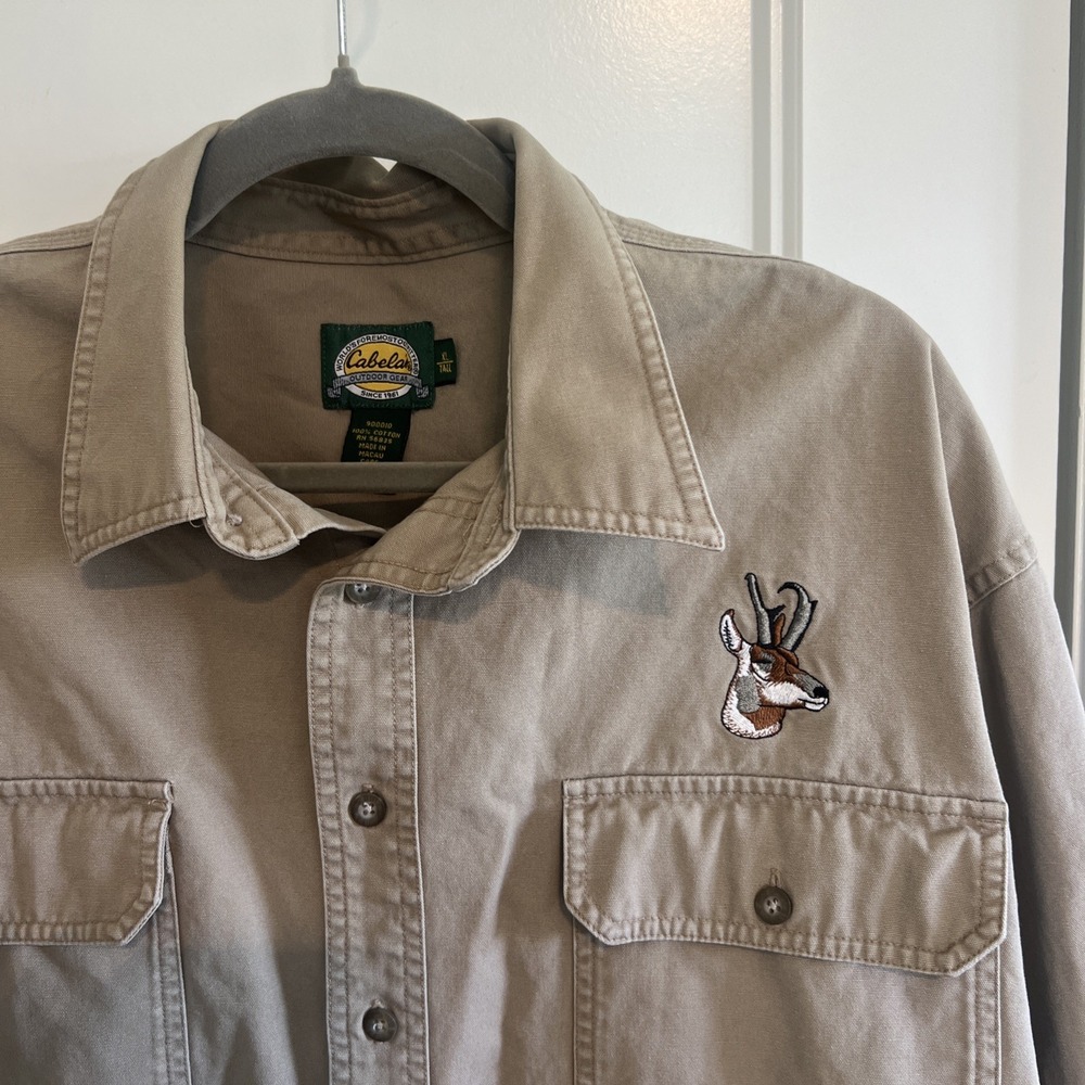 Cabela's Shirt Mens XL Tall Long Sleeve Buck‎ Deer Embroidered Hunting Outdoor